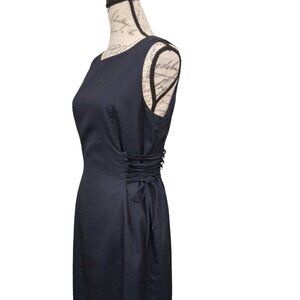 Antonio Melani | Navy Sheath Dress Side Ties V Back | Size 10